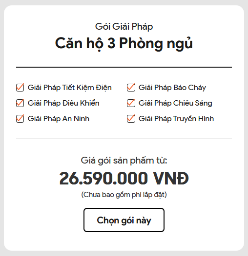 Gói Giải pháp SmartHome Căn hộ 3 Phòng ngủ gp 2 mobile -