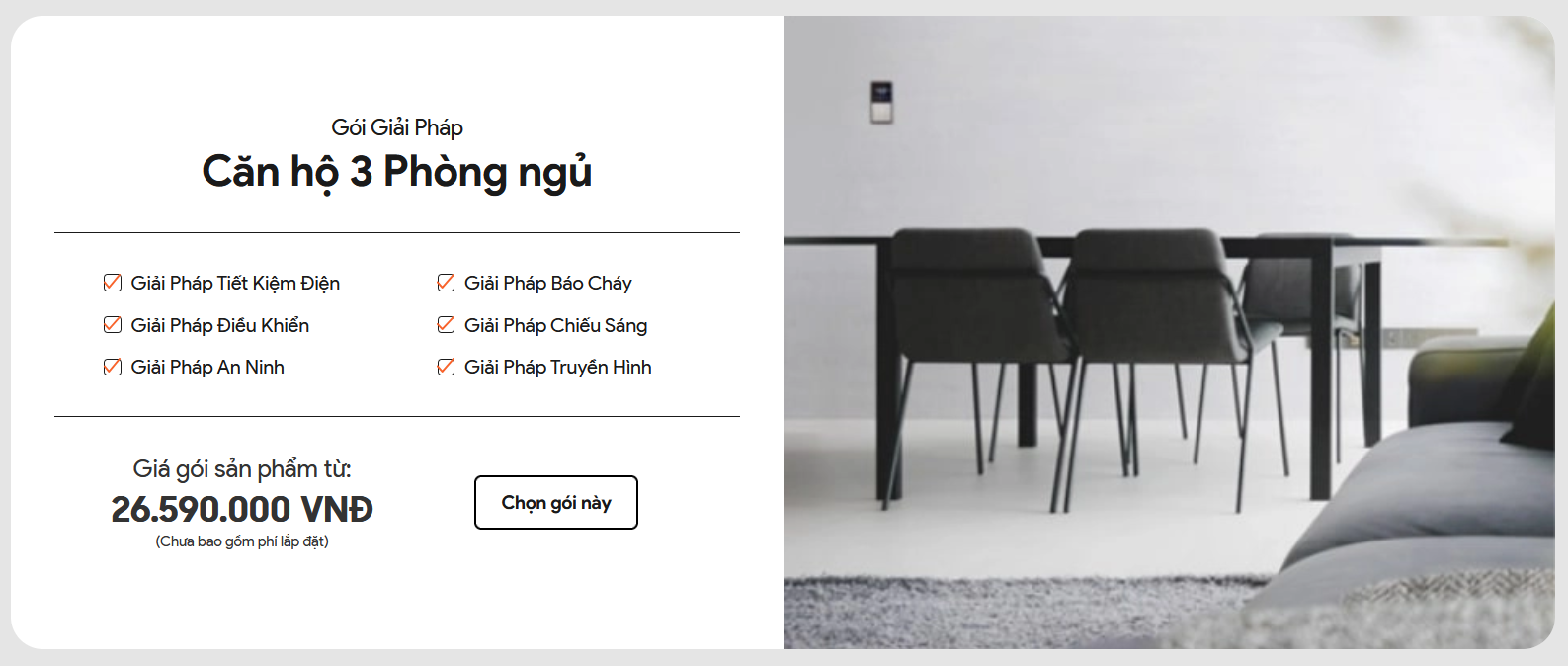 Gói Giải pháp SmartHome Căn hộ 3 Phòng ngủ gp 2 -