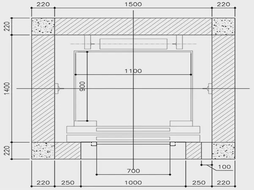 Kích thước thang máy gia đình 300kg đối trọng sau 