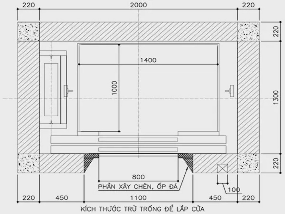 Phương pháp xác định Kích thước thang máy gia đình phù hợp nhất với nhu cầu. 13 Kích thước thang máy gia đình 450kg đối trọng hông